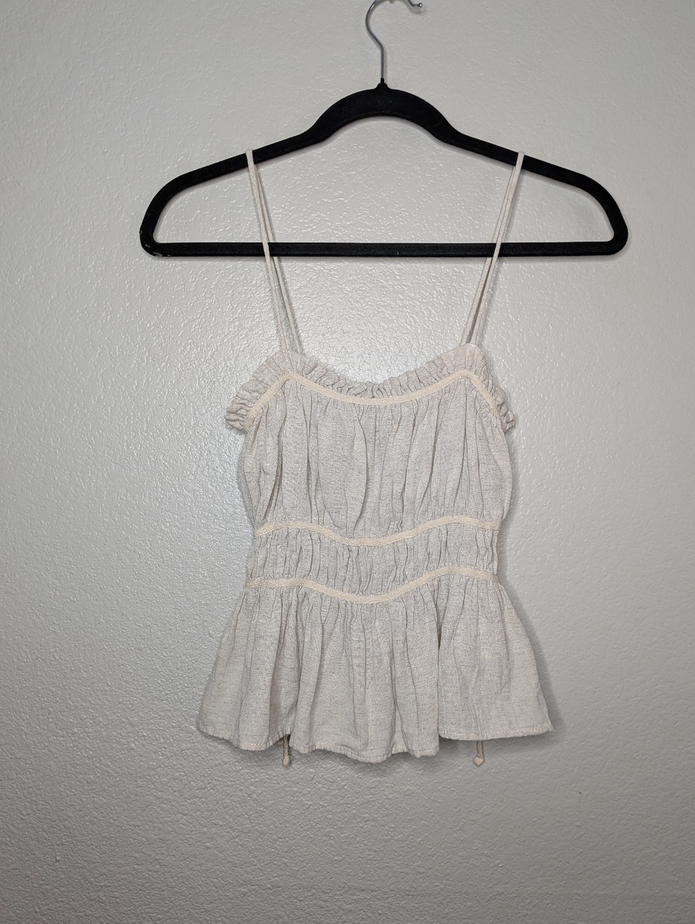 Zara Cream Ruffled Babydoll Renaissance Pirate Canvas Peplum Tank Camisole XS